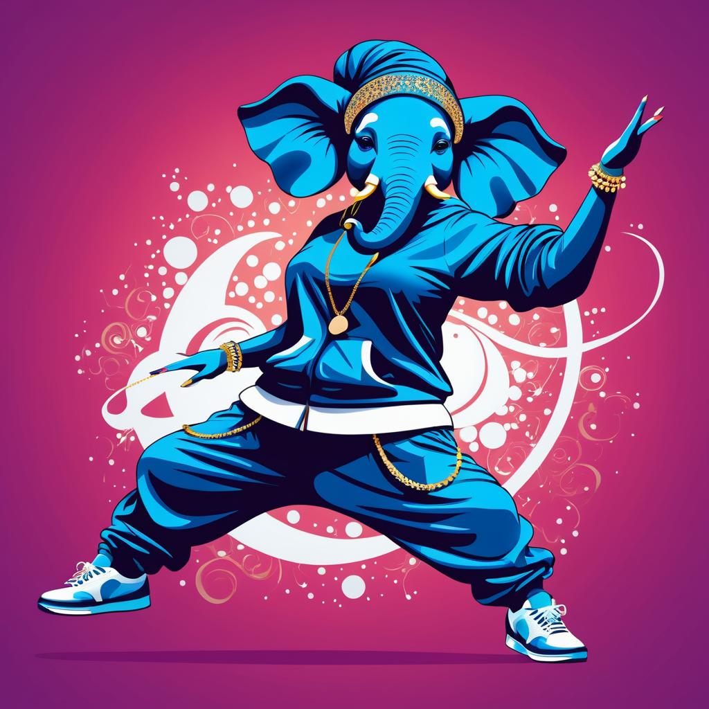 Elegant Hip-Hop Elephant Character Design