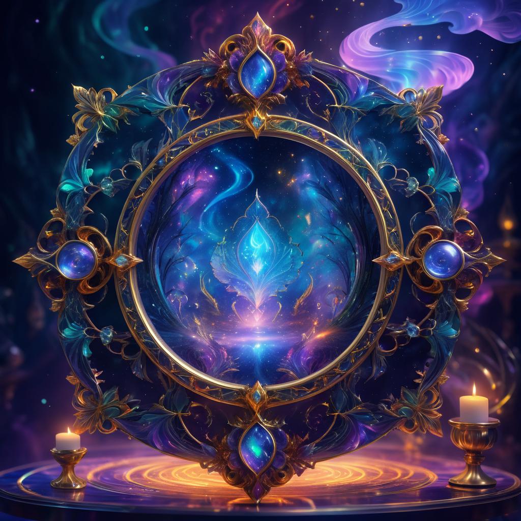 Enchanting Cosmic Mirror with Magical Aura