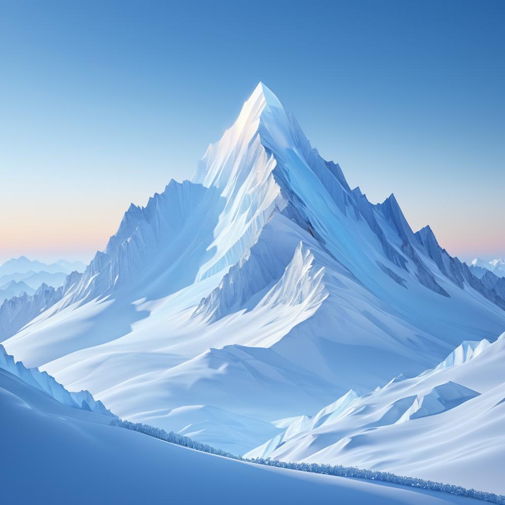 Stunning 3D Snowy Mountain at Dawn