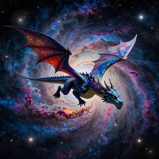 Soaring Dragon Over Celestial Nebula