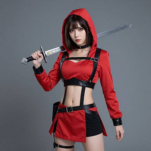 Secret Warrior Girl in Red Black