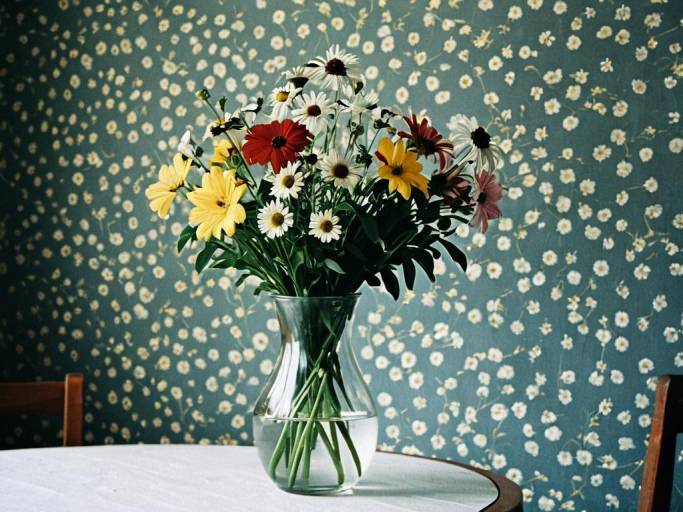 Charming Floral Wallpaper with Vase