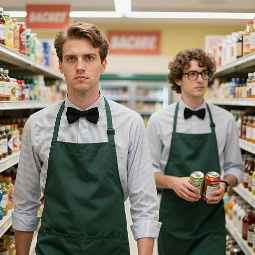 Men Shopping in Grocery Aisle