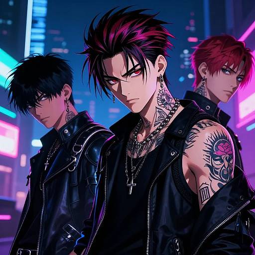 Edgy Anime Characters in Neon City