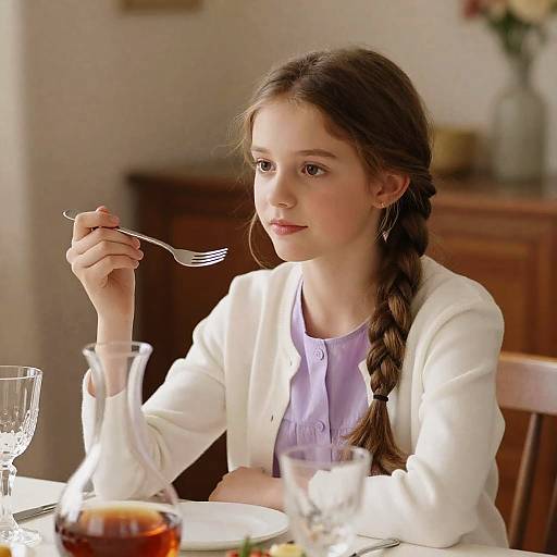 Charming Dinner Scene with Young Girl