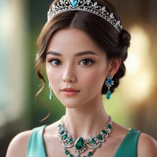 Elegant Woman Wearing Tiara and Jewelry