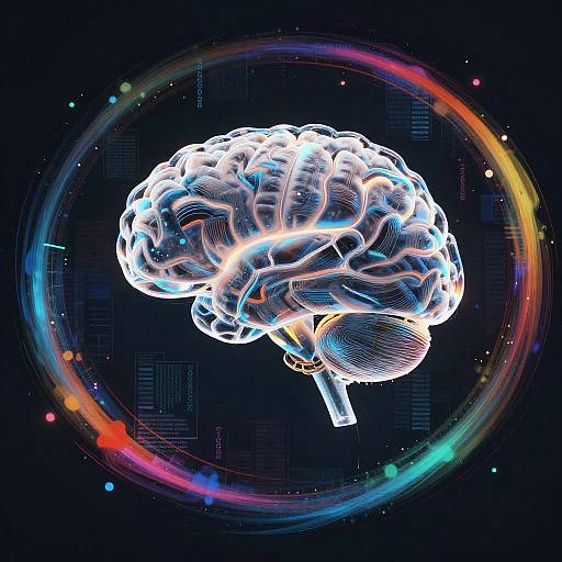 Transparent AI Brain with Digital Data Streams