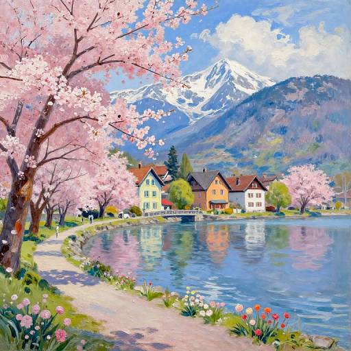 Monet-Inspired Serene Lakeside Spring