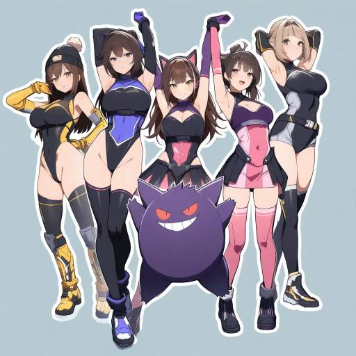 Stylish Gengar Girls in Colorful Gloves
