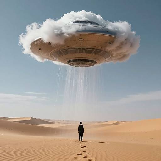 Surreal UFO Waterfall in Desert