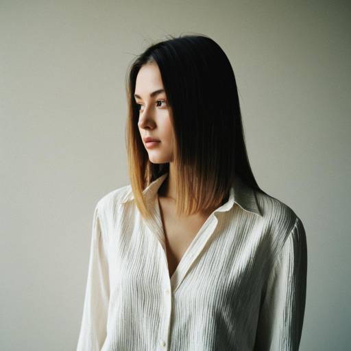 Woman with Textured Straight Hair in Minimalist Space Woman with Textured Straight Hair in Minimalist Space