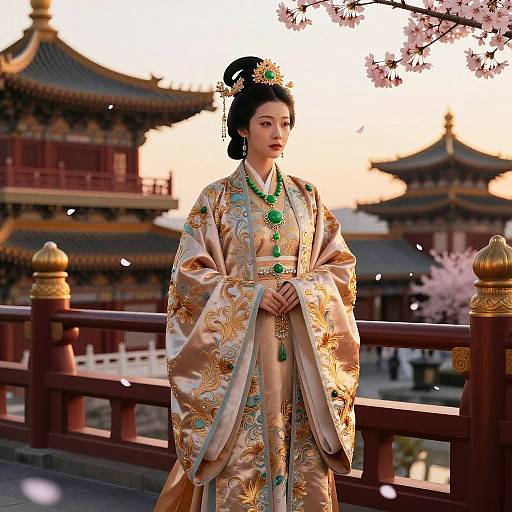 Regal Asian Queen at Sunset Balcony