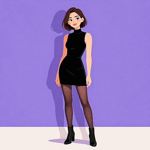 Modern Minimalist Woman in Velvet Dress