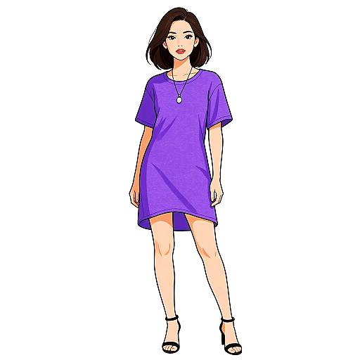 Casual Chic Woman in Purple Dress
