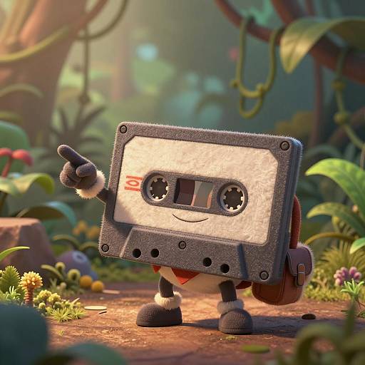Playful Cassette Tape DJ in Jungle