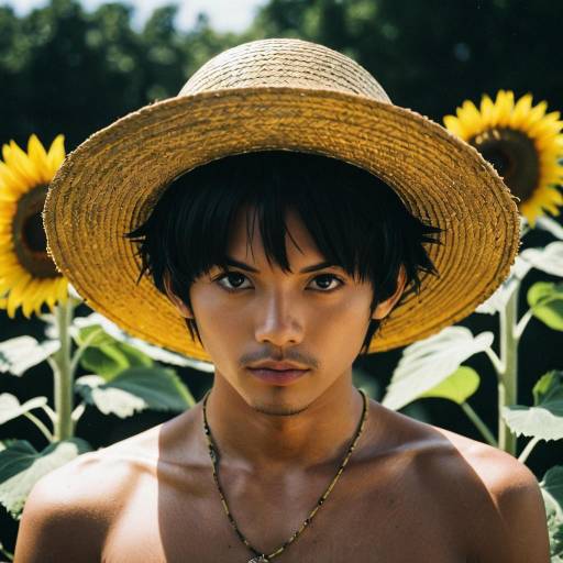Young Man in Straw Hat with Sunflowers