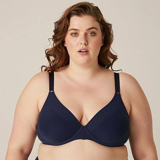 Plus-Size Woman in Navy Blue Bra