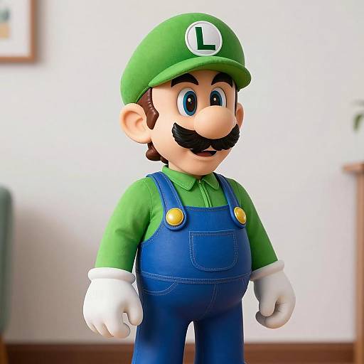 Photorealistic Luigi Figurine Indoors