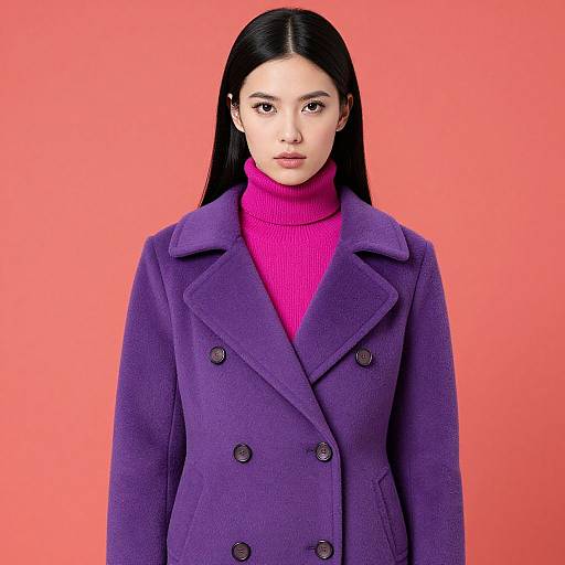 Vibrant Woman in Purple Coat