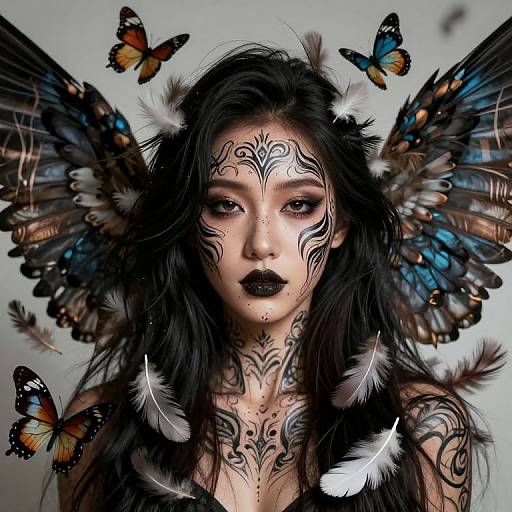 Intricate Face and Winged Figure