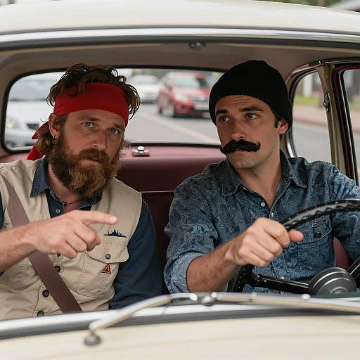 Vintage Car Ride with Stylish Passengers
