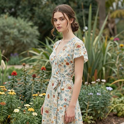 Elegant Woman in Botanical Garden