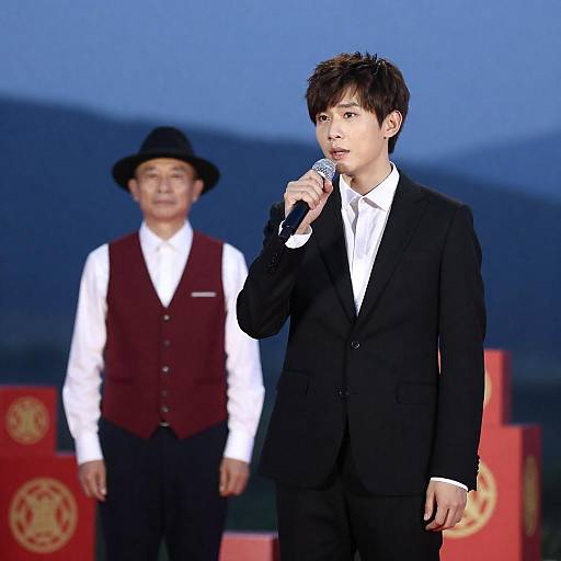 Dusk Performance: Two Men on Stage