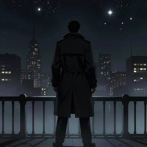 Noir Shadow on Foggy City Bridge