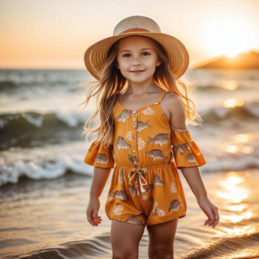 Toddler Girl at Sunset Beach