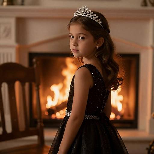 Enchanting Portrait by the Fireplace