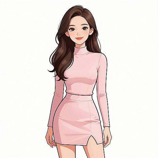 Contemporary Chic Woman in Pastel Pink