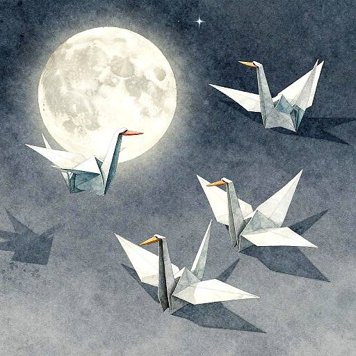 Ethereal Moonlit Origami Wallpaper