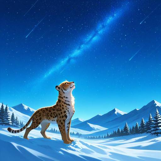 Spotted Jaguar Under Starry Night Sky Spotted Jaguar Under Starry Night Sky