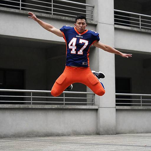 Dynamic Mid-Air Jump of Male Athlete