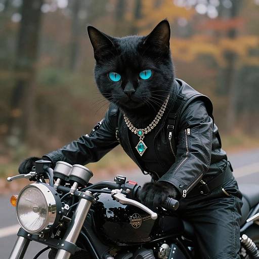Cyberpunk Cat Riding a Motorcycle