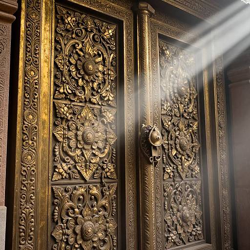 Ornate Ancient Temple Gate Engravings
