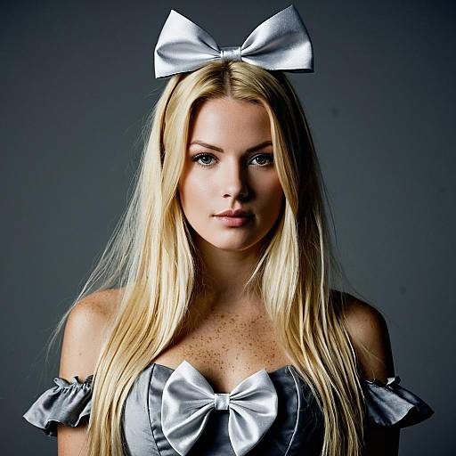 Blonde Girl in Grey Halloween Costume