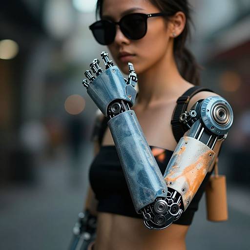 Cyberpunk Woman with Mechanical Limbs
