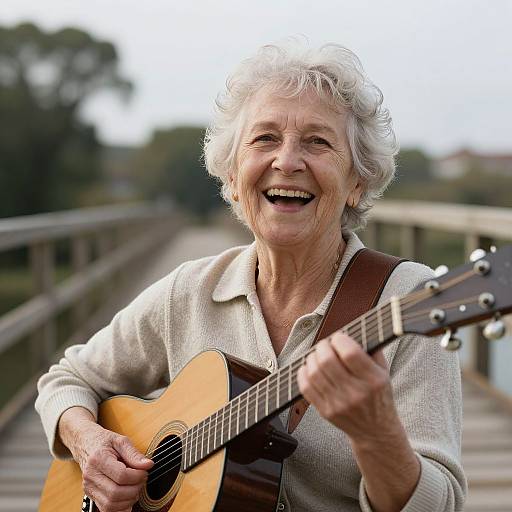 Elderly Woman's Joyful Music Revival