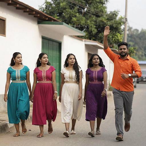 Vibrant Street Scene with Colorful Characters