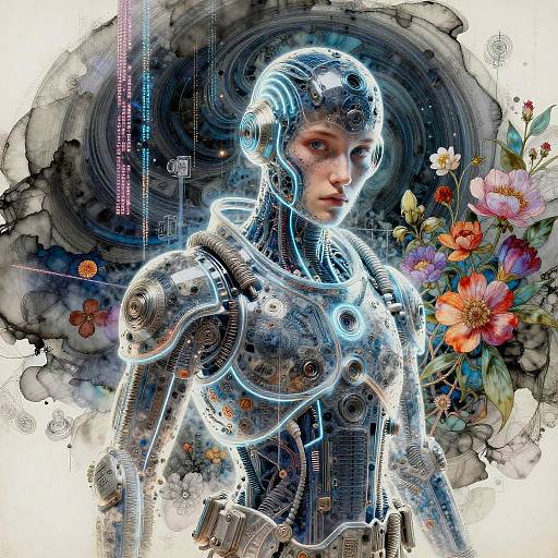 Futuristic Engineer in Neon Filigree