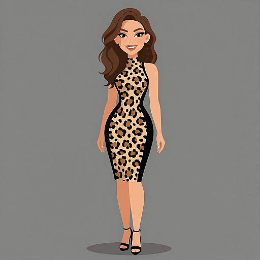 Elegant Woman in Leopard Print Dress