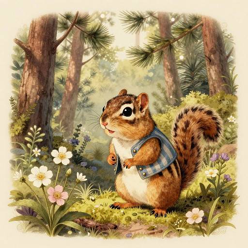 Playful Chipmunk in Vintage Forest