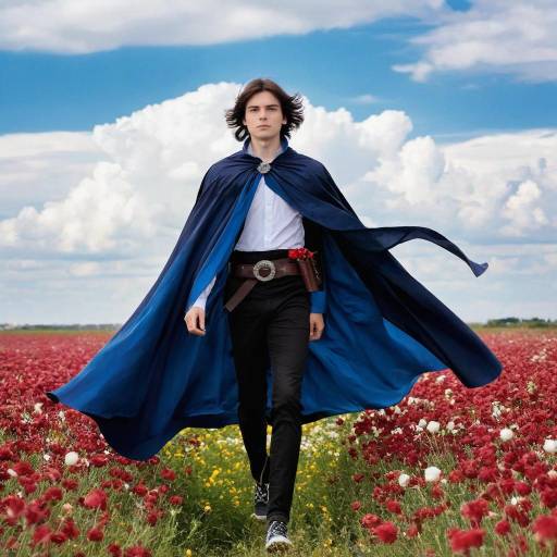 Boy in Cape Surrounded by Flowers