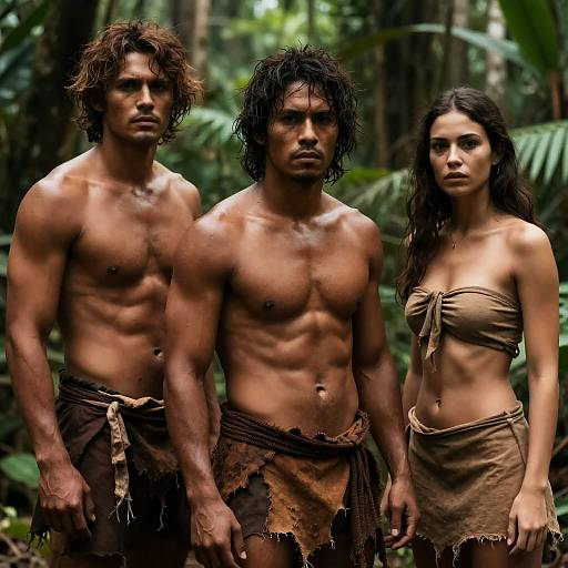 Rugged Jungle Portrait of Three Figures