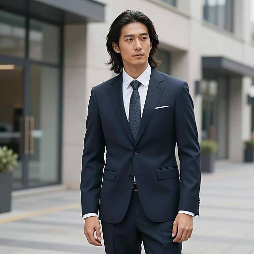 Dapper Man in Stylish Navy Suit