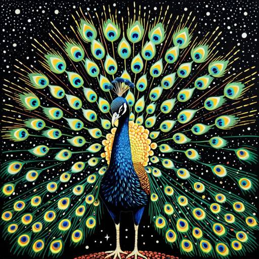 Cosmic Peacock with Star-Streaked Feathers