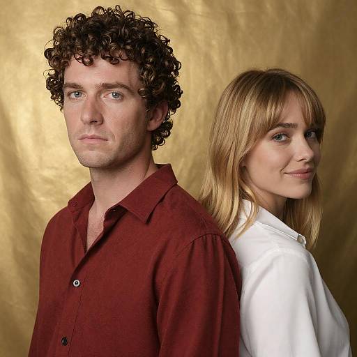 Couple Portrait with Golden Background