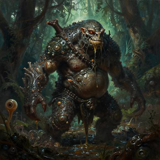 Bloated Swamp Monster in Mystical Forest