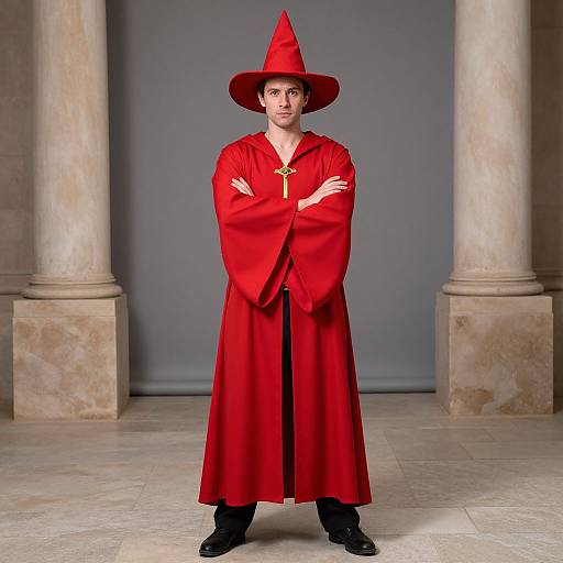 Man in Red Wizard Costume